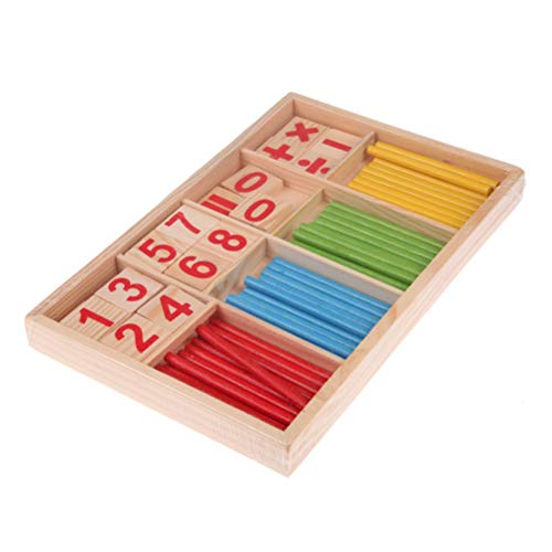 Yeaphy Bastões de contagem de letras de números de madeira, bastão de inteligência matemática, bloco