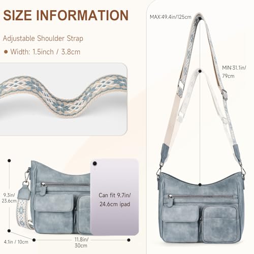 Image of Crossbody Bags for Women Trendy Vegan Leather Crossbody Purse Shoulder Handbags Multiple Pockets Hobo Bag Ladies