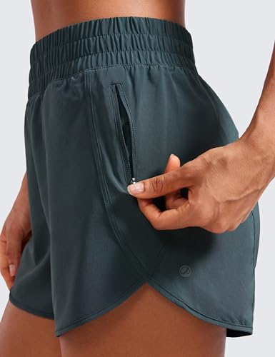 Image of CRZ YOGA Dolphin Athletic Shorts 3 inch | High Waisted, Mesh Liner, Quick Dry, Lightweight, A Zip Pocket, for Women
