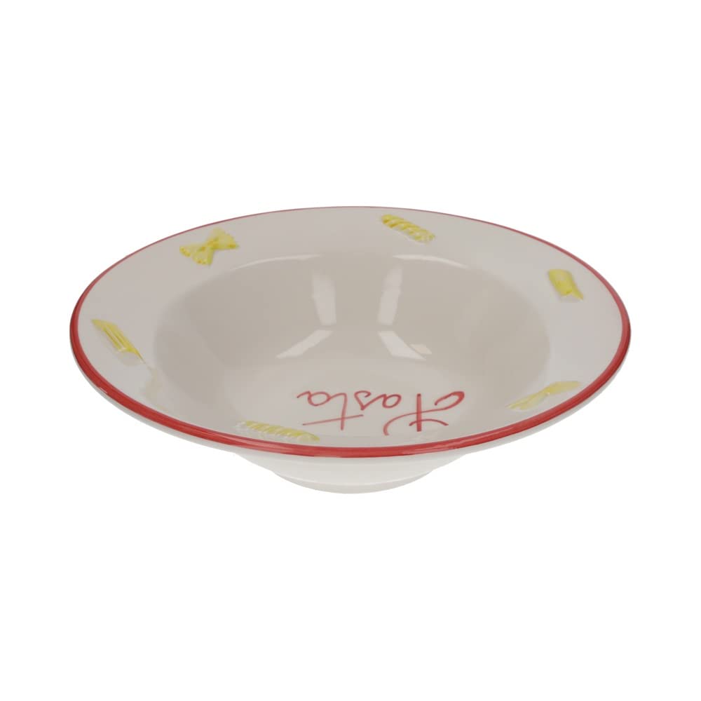 Keyhomestore - Assiette creuse à pâte en céramique, hauteur 9 cm, diamètre 33 cm, idéal comme plat porté par table. Produit fabriqué en Italie.