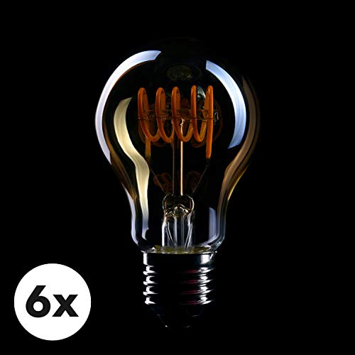 CROWN LED 6x Edison Gloeilamp - E27 lamp - Dimbare lamp - 4 W, Warm Wit 230 V, EL03 - Vintage Lamp in Retro/Antieke Look… - Afbeelding 5