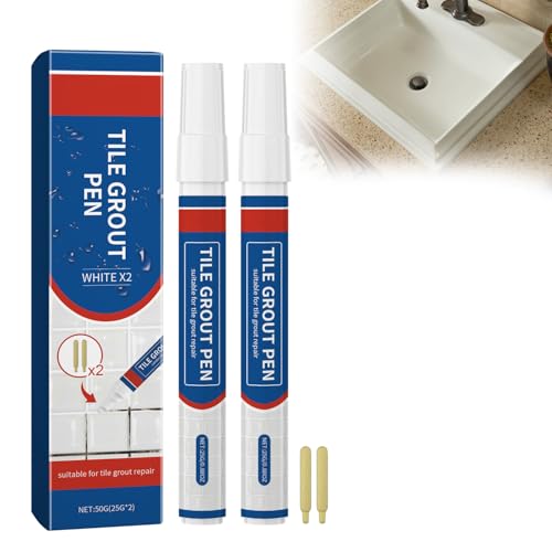 Rotuladores para Juntas de Azulejos, Rotuladores Blancos, Kit Reparación Juntas Azulejos, Reparador y Blanqueador de Lechada para Baño, Cocina y Suelo, Repara Juntas Descoloridas con Efecto Duradero