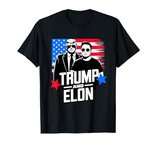 Trump and Elon 2024 Presidential Election American Flag T-Shirt