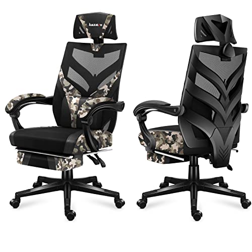 huzaro Combat 5 0 Chaise de bureau, chaise de bureau, tissu ventilé, coussin lombaire, repose-pieds renforcé, jusqu'à 140 kg (camo) Cover