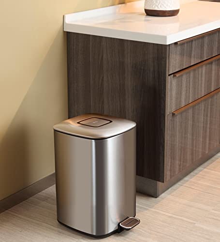 Image of Obsessions Stainless Steel Step Dustbin With Fingerprint Resistant, 6 Litres, Metallic