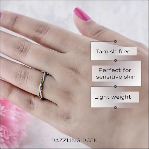 Dazzlingrock Collection Round Blue Sapphire & White Diamond Swirl Stackable Ring for Women in 14K Solid Gold2