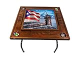 latinos r us Puerto Rico Domino Table with The Morro (Red Mahogany)