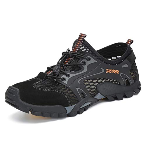 FLARUT Men's Sandals Barefoot Hiking Shoes Quick Dry Lightweight Outdoor Training Water Walking Shoes  (Black, EU44)
