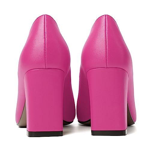 Image of MODENCOCO Womens Sexy Formal Matte Slip On Square Toe Work Block High Heel Loafers Shoes 3.5 Inch