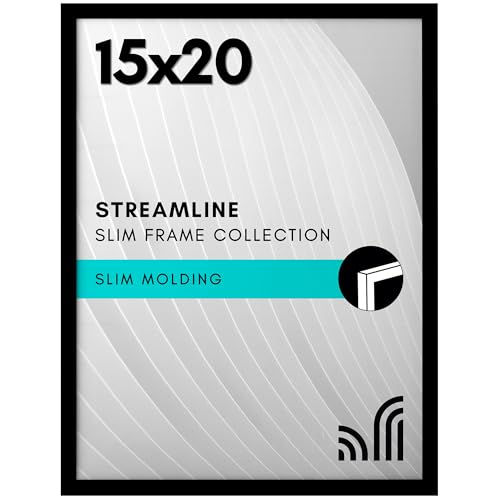 Americanflat 15x20 Picture Frame with Polished Plexiglass - Streamline Collection - Thin Border Picture Frame for Wall Display - Hanging Hardware Included - Black