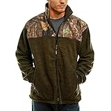 TrailCrest Men's C-Max Full Zip Polar Fleece Jacket, Mossy Oak Break-Up Country Camo Olive Heather - Breakup CountryTM Large