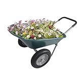 Elevon Wheelbarrow Garden Cart, Heavy Duty Home Utility, Dual-Wheel Home Garden Yard Utility Wheelbarrow Cart with Built-in Stand, Green
