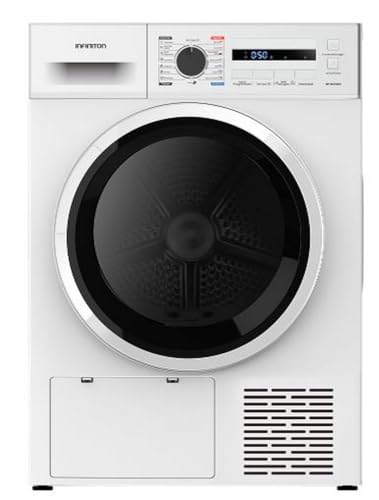 Secadora Bomba de Calor Infiniton SD-A85BB, 8 kg, 85 cm de Altura, 14 Programas, Función Antiarrugas, E, Cesto interior de acero galvanizado, Pórtico extra grande con 375mm (SD-A85BB || Blanco)