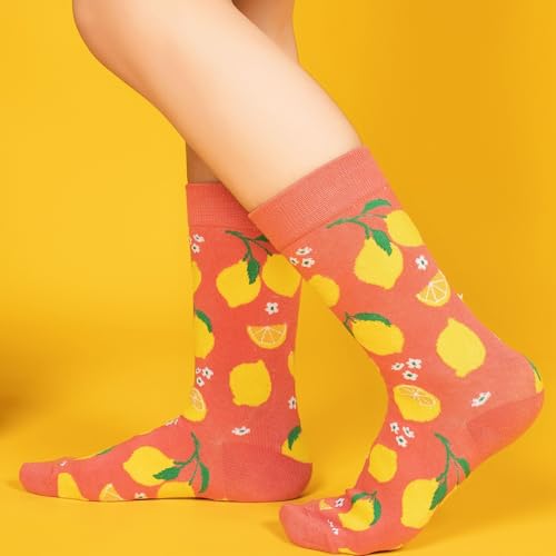BONANGEL Women's Novelty Funny Crew Socks, Cotton Crazy Cute Animal Food Design Socks, Gifts for Women3