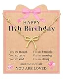 UNGENT THEM 11 Year Old Girl Birthday Gifts for 11 Year Old Girls Necklace 11th Bow Birthday Decorations