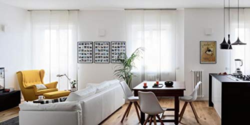 Binario Per Tende A Pannello 5 Vie – Comando Manuale, Installazione A Soffitto – Completo Di Accessori – Lunghezza 250 Cm, Pannelli 60 Cm