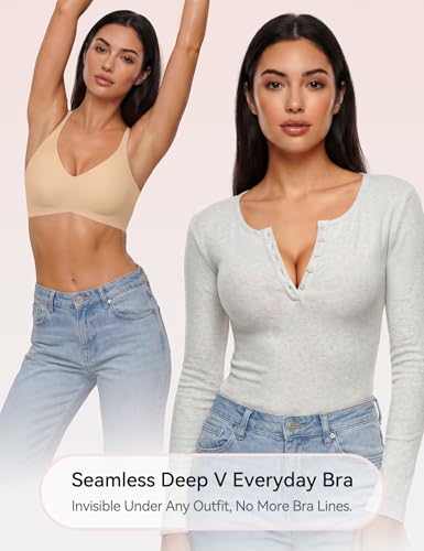 NIASOUL Women's Wireless Push Up Bra Seamless Deep V Comfortable Support - image 5
