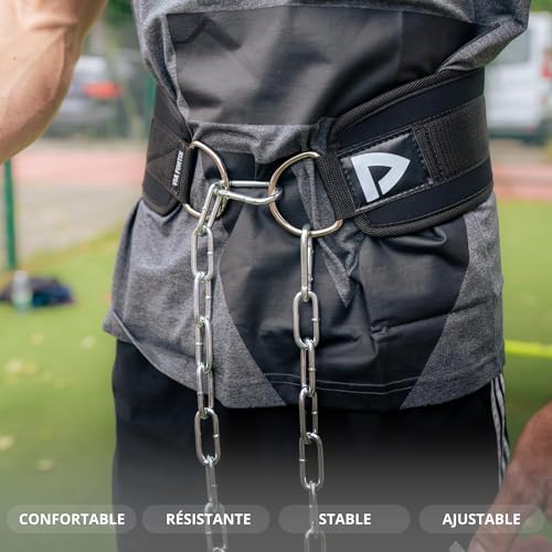 VIA FORTIS - Ceinture de Musculation Lestée avec Chaine - Pour Calisthenics, Street Workout, Bodybuilding, Dips, Tractions, Poids, Squats - Accessoire de Musculation Homme Femme - Capacité 180kg – Image 3
