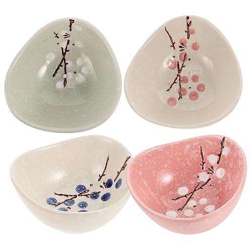 4Pcs Japanese Style Ceramic Sauce Dipping Plates for Snacks and Condiments Food-Grade Small Seasoning Dishes for Home Parties and Appetizers