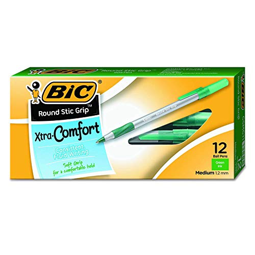 Bolígrafo redondo verde con punta de 1,2 mm y agarre cómodo para oficina, pack de 96 unidades