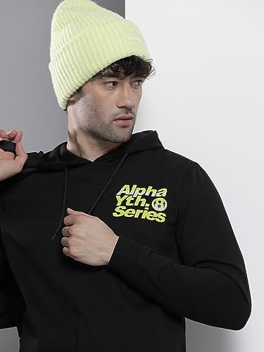 Image of The Indian Garage Co Men Regular Fit Typography Overhead Hooded Sweatshirt