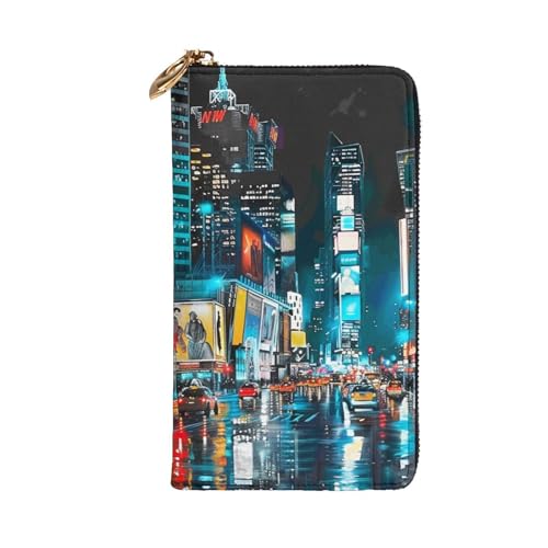 New York Paintings Printed Long Wallet for Women Men Cute PU Leather Wallet with Coin Purse and Credit Card Holder2