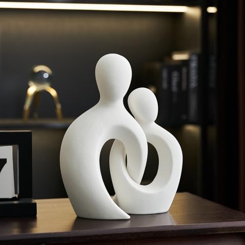Octdays WLB926 White Couple Statue Love Sculpture: Ceramic Couple Figurine Abstract Art Statue Modern Home Decor thumb #6
