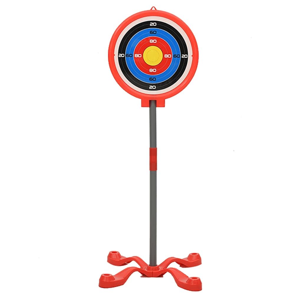 Juego de tiro con arco para niños con diana y 3 flechas de ABS, PP, PE, longitud del arco 76 cm, diana 45 x 45 x 92 cm, juguete deportivo al aire libre para jardín, parque, ocio y coordinación