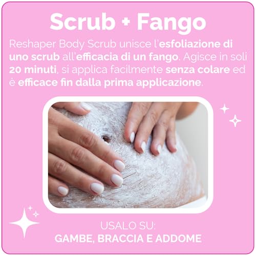 Veralab Reshaper Body Scrub, Fango Scrub Esfoliante E Drenante Con Argilla Bianca E Sali Di Epsom Ad Azione Rapida In 20 Minuti, 200Ml - 5