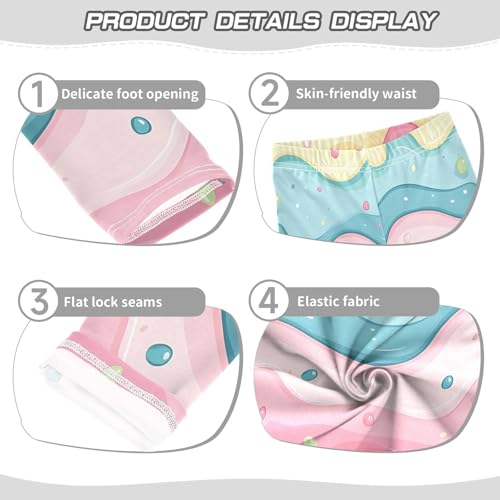 Colorful Ice Cream Print Girls Leggings Soft Stretch Workout Yoga Dance Pants for Kids Casual Tights3