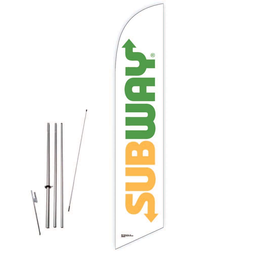 GLOBAL ADVERTISING SOLUTIONS Food and Restaurants Feather Flag Eye Catching Banner Sign for Business and Marketing Complete Set with 15 ft Pole Kit
