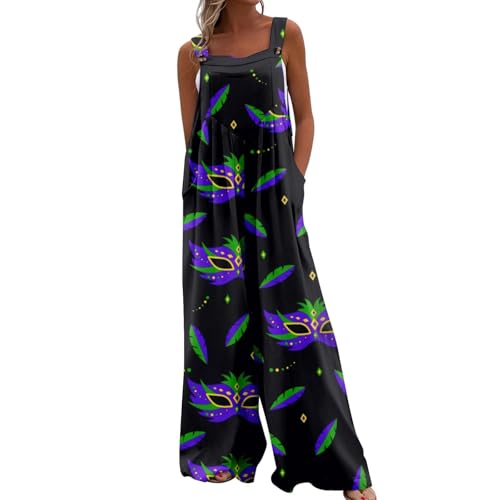 Overalls Flare Overalls for Women Loose Sleeveless Wide Leg Long Pant Rompers Traje Pantalones Festivo (Caqui, XL), caqui, XL