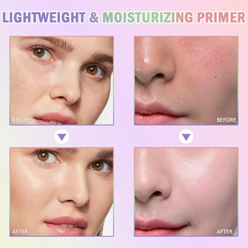 Jutqut 3 In 1 Primer for Face Before Makeup, SPF 50 Sunscreen Isolation Cream, One-Step Tone Adjusting Face Primer, Oil Control Moisturizing Brightening Skin Tone, Lightweight Color Correcting Serum