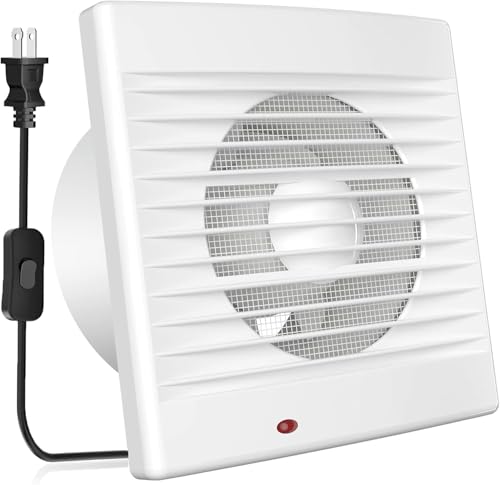 Okryain 換気扇 パイプファン 100mm 排気ファン 防虫網付き 壁用換気扇 浴室用換気扇 キッチン用換気扇 100-120V対応 スイッチ付き IPX2防水 (9A-10C)