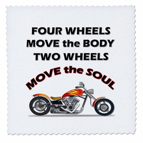 3dRose Four wheels move the body, two wheels move the soul. - Quilt Square, 12 by 12-inch (qs_220703_4)