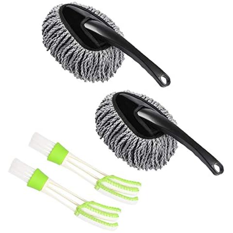 LOPOTIN 4Pcs Car Duster Brushes Microfiber Car Cleaning Brush Wash Mop Kit Include 2Pcs Car Vent Brush Mini Dash Duster Dusting Removel Tool for Car Air Conditioner Cleaner Keyboard Blinds Shutter Cover