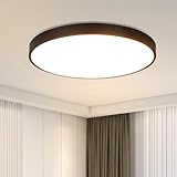 muyuua Deckenlampe LED Deckenleuchte Schlafzimmer - Schlafzimmerlampe Flach 17W Badezimmerlampe Schwarz Badezimmer Deckenbeleuchtung Warmweiß Badlampe IP44 Küchenlampe Rund für Bad Küche Wohnzimmer