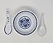 10 Pcs Fine Porcelain Blue and White Rice Pattern Bowls, Cereal Bowls, Rice Bowls with Free 10 Porcelain Spoons Jingdezhen China