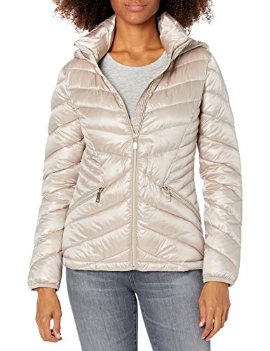 Calvin Klein womens Chevron Packable Down Coat, Beige, XL