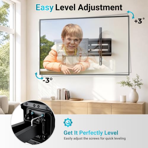 Image of BONTEC Full Motion TV Wall Mount for 37-90 Inch TVs, Heavy Duty Swivel Tilt | Hold up to 132lbs, Articulating Dual Arm Wall Mount TV Bracket, Max VESA 600x400mm, Fits 24 inch Wood Studs