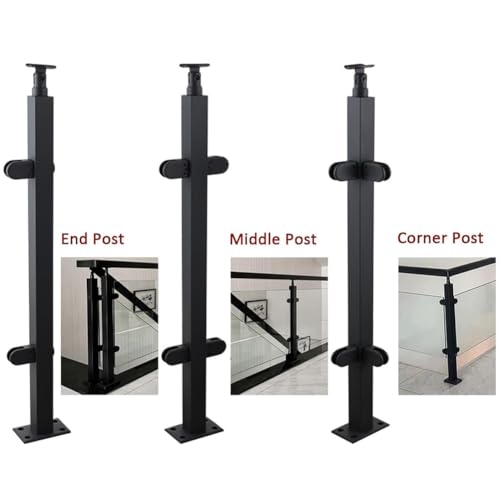 304 Stainless Steel Glass Railing Posts, 39.4" Mid Post for Deck & Stair Systems, Durable Glass Fence Panels, Modern Outdoor Railing Solution, Perfect for Home & Commercial Use