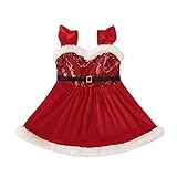 Toddler Girl Christmas Dress Outfit Red Sequins Santa Claus Christmas Toddler Girl Clothes (Red,...
