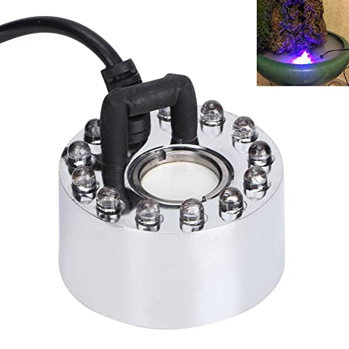 TOPINCN Mist Machine Aquarium 12 LED Light Ultrasonic Mist Maker Fogger Water Fountain Pond Fog Atomizer for Indoor Outdoor Fish Tank(US Plug)