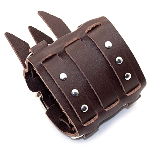 Punk Belt Buckle Bracelet Wide Leather Wristband Adjustable Arm Cuff Bracelet