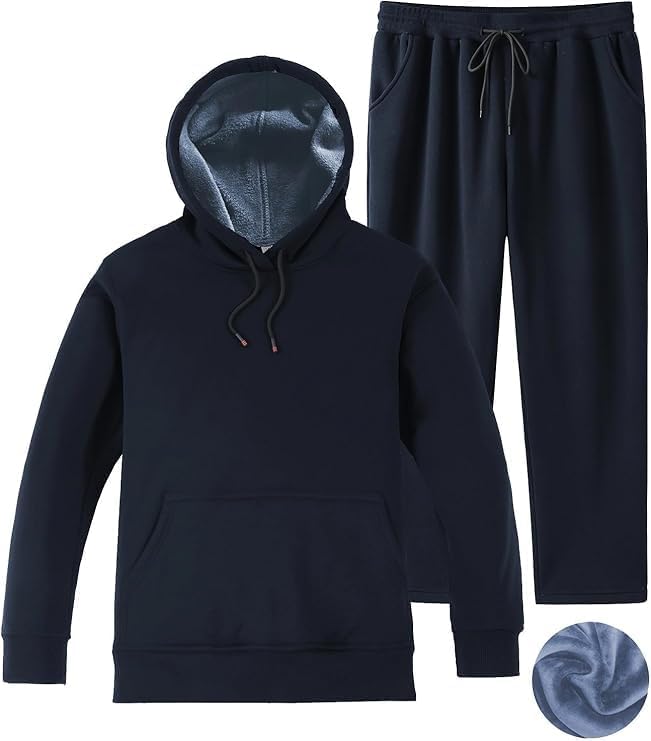 Men Big and Tall Fleece Hoodies Set Sherpa Lined Plush Warm Sweatshirts XL-9XL Tops - Image 6