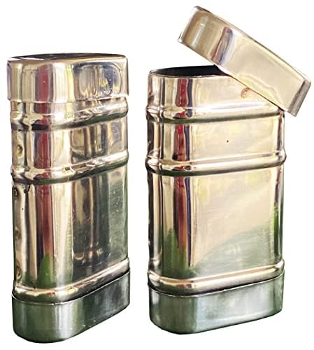 Awadh Dabbi 2 Way Opening - Pack of 3 Pcs, Modern Traditional Hybrid, Stainless Steel, 5.5 cm (L) x 2 cm (H), Food Storage Container, 1379993031