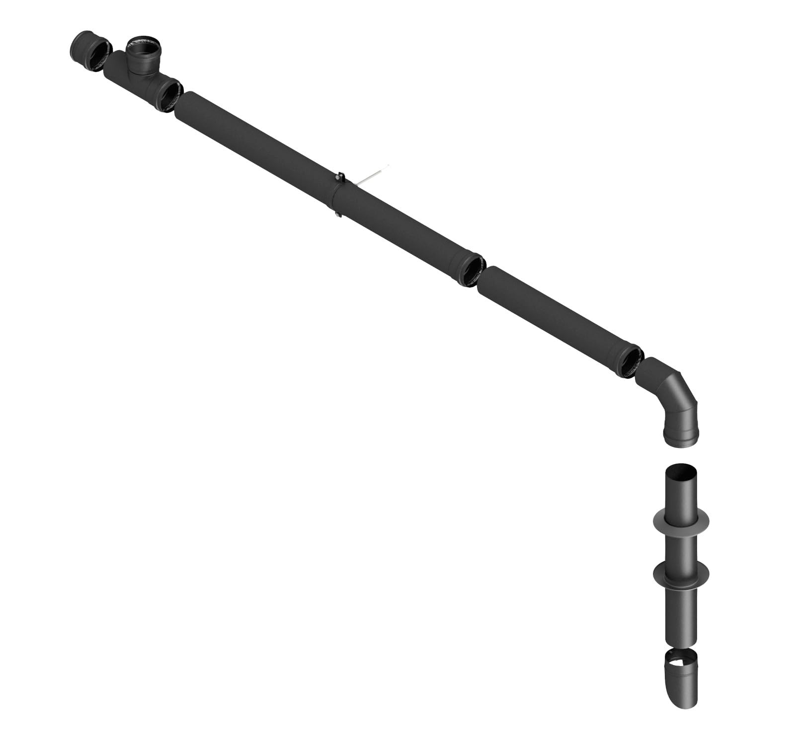 TYGERIX® Kit Completo de Tubos, Accesorios y Raccordis para Estufa de Pellet 80 mm | Set de 10 Elementos | Máxima Resistencia al Calor | Grosor Mayor de 1,2 mm | Indeformable | Fabricado en Italia |