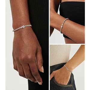 Wowshow Gold Bracelets for Women 18K Gold Plated Stretch Initial Beaded Bracelets with A Z Letter Charm Jewelry Gifts for Mothers Day Valentines Christmas