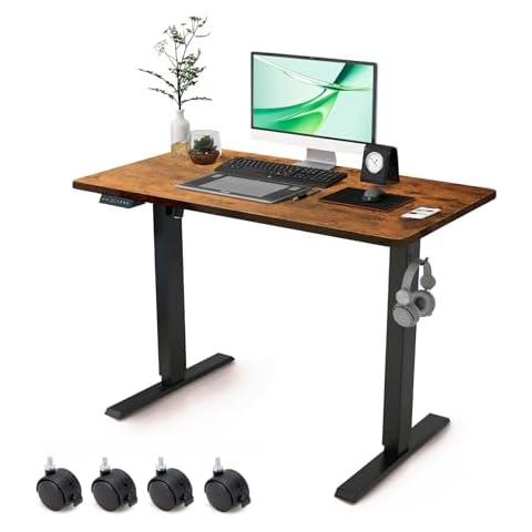Win Up Time Electric Standing Desk Whole Piece Desktop Height Adjustable Desk- Standing Computer Desk, Sit to Stand Desk, Electric Stand Up Desk on Wheels Cover