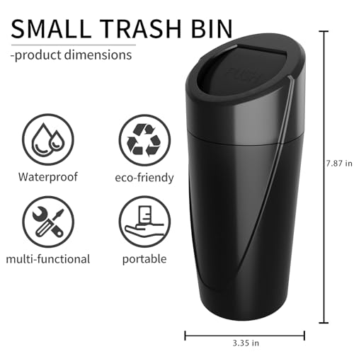 Image of Car Trash Can with 90 Free Garbage Bags - Waterproof, Lid-Closed, Easy-to-Clean Cup Holder Trash Can, Ideal for Car Organization (Black & Pink Combo, 2-Pack, Perfect for Home, and Travel)